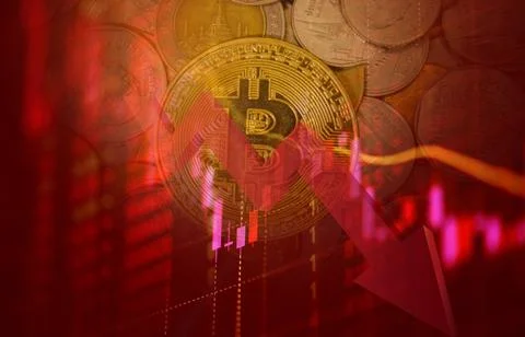 Bitcoin exchange, Data analyzing in exchange stock market on display, BTC bit Foto stock