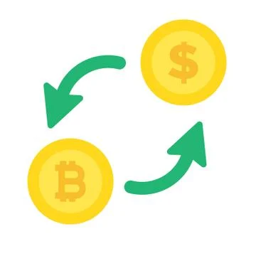 Bitcoin exchange flat design, virtual coin Stock Illustration