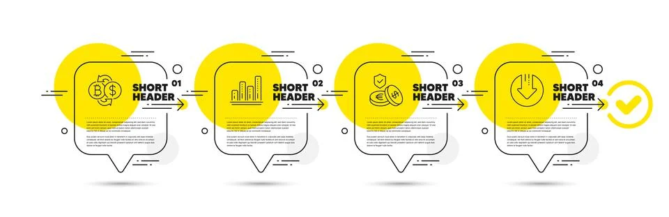 Bitcoin exchange, Graph chart and Savings insurance icons set. Download arrow Stock Illustration
