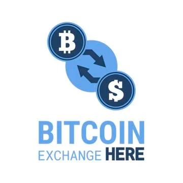 Bitcoin exchange here vector image. Stock Illustration