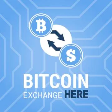 Bitcoin exchange here vector image on chipset background. Stock Illustration
