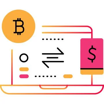 Bitcoin exchange icon block chain mining vector Stock Illustration