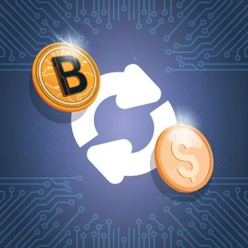 Bitcoin Exchange Icon Digital Crypto Currency Modern Web Money Ilustração Stock