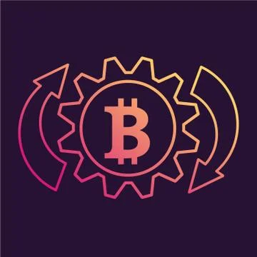 Bitcoin exchange icon. Mobile application. Cryptocurrency mining. Stock Illustration