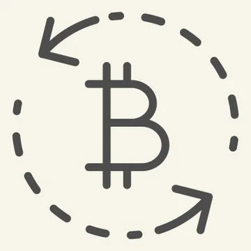 Bitcoin exchange line icon. Circle arrows bitcoin vector illustration isolated Stock Illustration