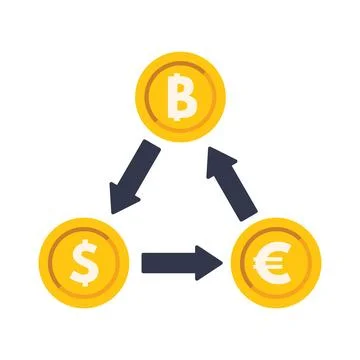 Bitcoin exchange showing conversion with dollar and euro currencies Stock Illustration