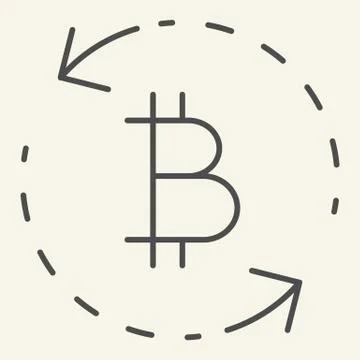 Bitcoin exchange thin line icon. Circle arrows bitcoin vector illustration Stock Illustration