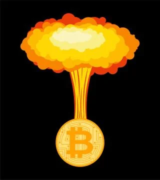 Bitcoin explosion. Big cloud of crypto currency. 库存插图
