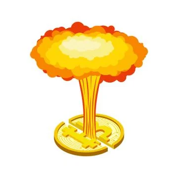 Bitcoin explosion. Big cloud of crypto currency. Illustrazione stock