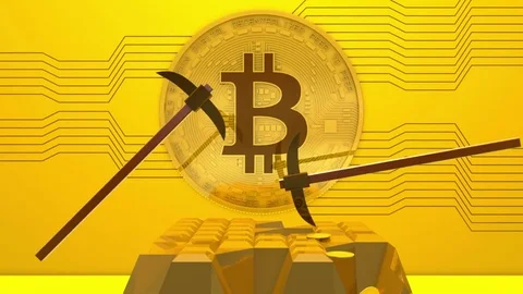 Bitcoin Extraction Pickaxe Stock Footage 78736498