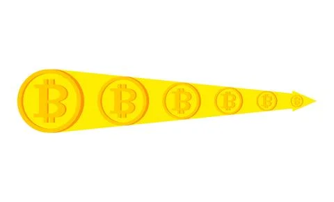 Bitcoin fall. Cryptocurrency is decreasing in price. Bitcoin decreases in siz Stock Illustration