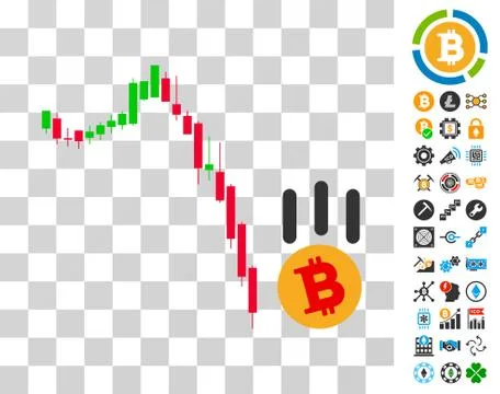 Bitcoin Fall Down Icon with Bonus Stock Illustration