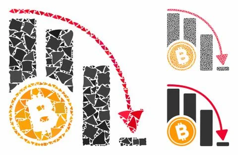 Bitcoin falling acceleration chart Mosaic Icon of Unequal Elements 스톡 일러스트