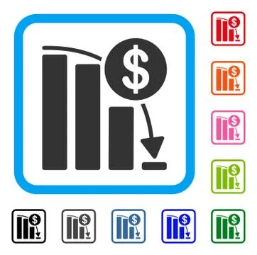 Bitcoin Falling Acceleration Graph Framed Icon Stock Illustration