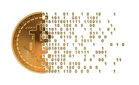 Bitcoin Falling Apart To Computer Digits Stock Illustration