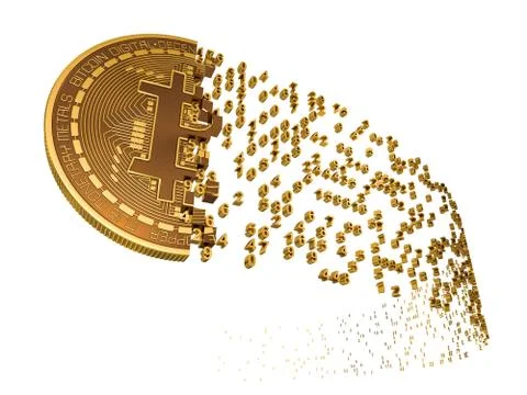 Bitcoin Falling Apart To Digits Stock Illustration