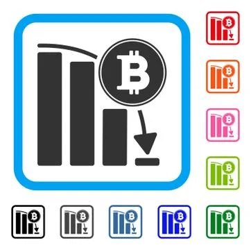 Bitcoin Falling Chart Framed Icon Illustrazione stock