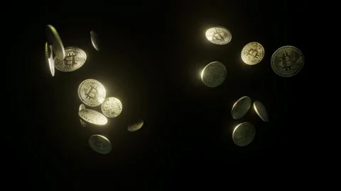 Bitcoin falling ethereum cryptocurrency icon animation blue digital elements Vídeos de archivo 336442582