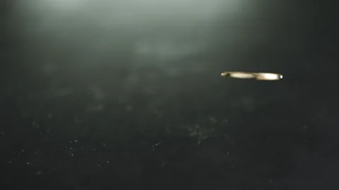 Bitcoin Falling To The Floor In Super Slow Motion - Realistic Cinematic Scene Stock Footage 160054564