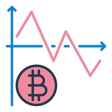Bitcoin Falling Graph vector Cryptocurrency colored icon or sign Stock Illustration