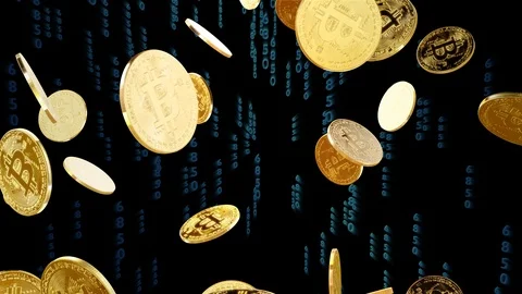 Bitcoin falling with nuber background 库存影片 97946920