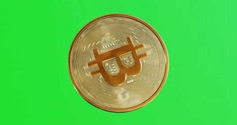 Bitcoin falling, rotating with background Green Screen animation Stock Footage 154360749