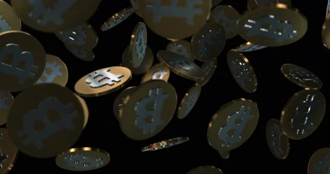 Bitcoin falling slow motion - digital money - gold and silver Video stock 160514766