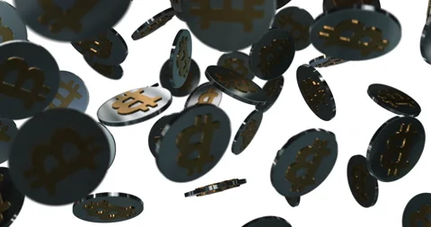 Bitcoin falling slow motion - digital money - silver and gold Stock Footage 160516001