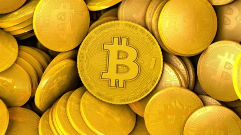 Bitcoin Falls Into A Pile Of Bitcoins Stock Footage 156001166