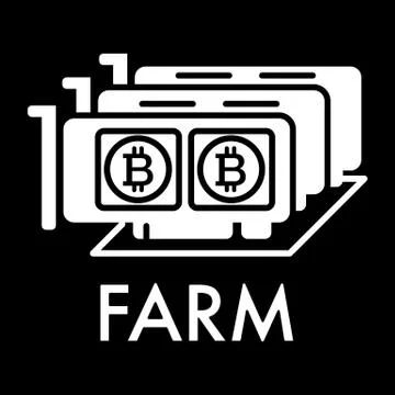 Bitcoin farm, video card solid icon. vector illustration isolated on black Stock Illustration