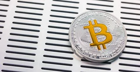 Bitcoin financial system grows Crypto currency hype Stock Photos