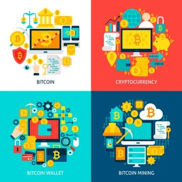 Bitcoin Flat Concepts Stock Illustration