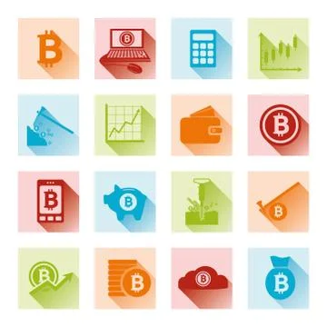 Bitcoin flat icons Stock Illustration