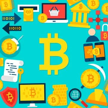 Bitcoin Flat Template Ilustração Stock