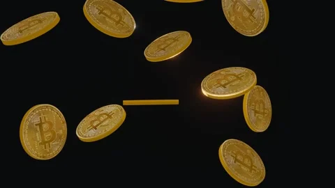 Bitcoin Flying In Slow Motion Background Video, Crypto Black Background Stock Footage 232387108