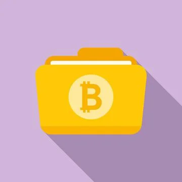 Bitcoin folder icon flat vector. Crypto money 스톡 일러스트