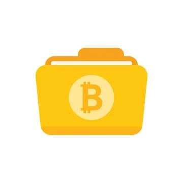 Bitcoin folder icon flat vector. Crypto money 스톡 일러스트