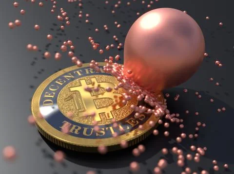 Bitcoin fork as binary fission of a living entity or eruption - result copper Illustrazione stock