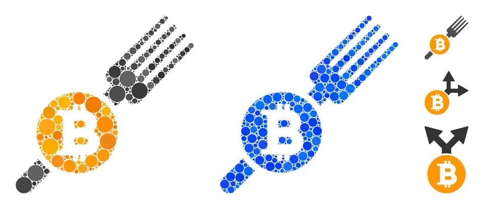 Bitcoin Fork Composition Icon of Circle Dots イラスト素材