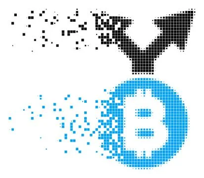 Bitcoin Fork Decomposed Pixel Icon Stock Illustration