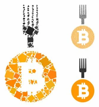Bitcoin fork Mosaic Icon of Bumpy Pieces Stock Illustration