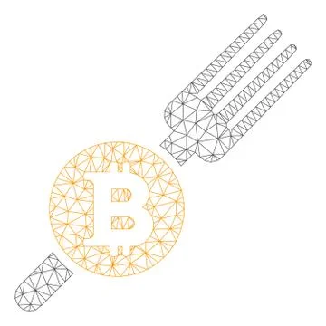 Bitcoin Fork Vector Mesh Carcass Model 스톡 일러스트