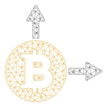 Bitcoin Fork Vector Mesh Wire Frame Model 스톡 일러스트