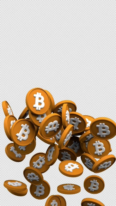 Bitcoin fountain – 3d render with alpha channel. Stock Footage 293547401