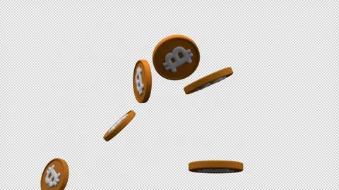 Bitcoin fountain – 3d render with alpha channel. 库存影片 333629326