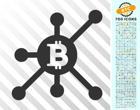 Bitcoin Full Node Flat Icon with Bonus Stock Illustration