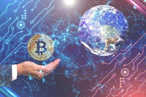 Bitcoin Future Concept Will Replace Current Money Stock Photos
