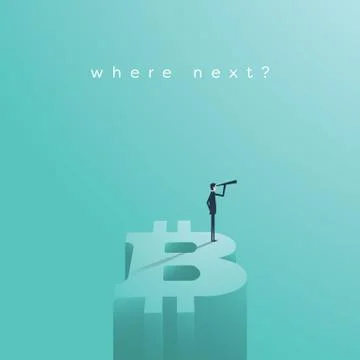 Bitcoin future vector concept. Symbol of cryptocurrency risk investment Stock Illustration