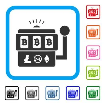 Bitcoin Gambling Machine Framed Icon Illustrazione stock