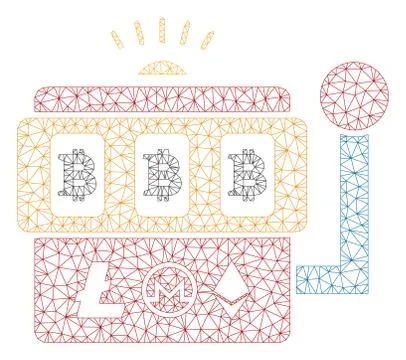 Bitcoin Gambling Machine Vector Mesh Network Model Illustrazione stock